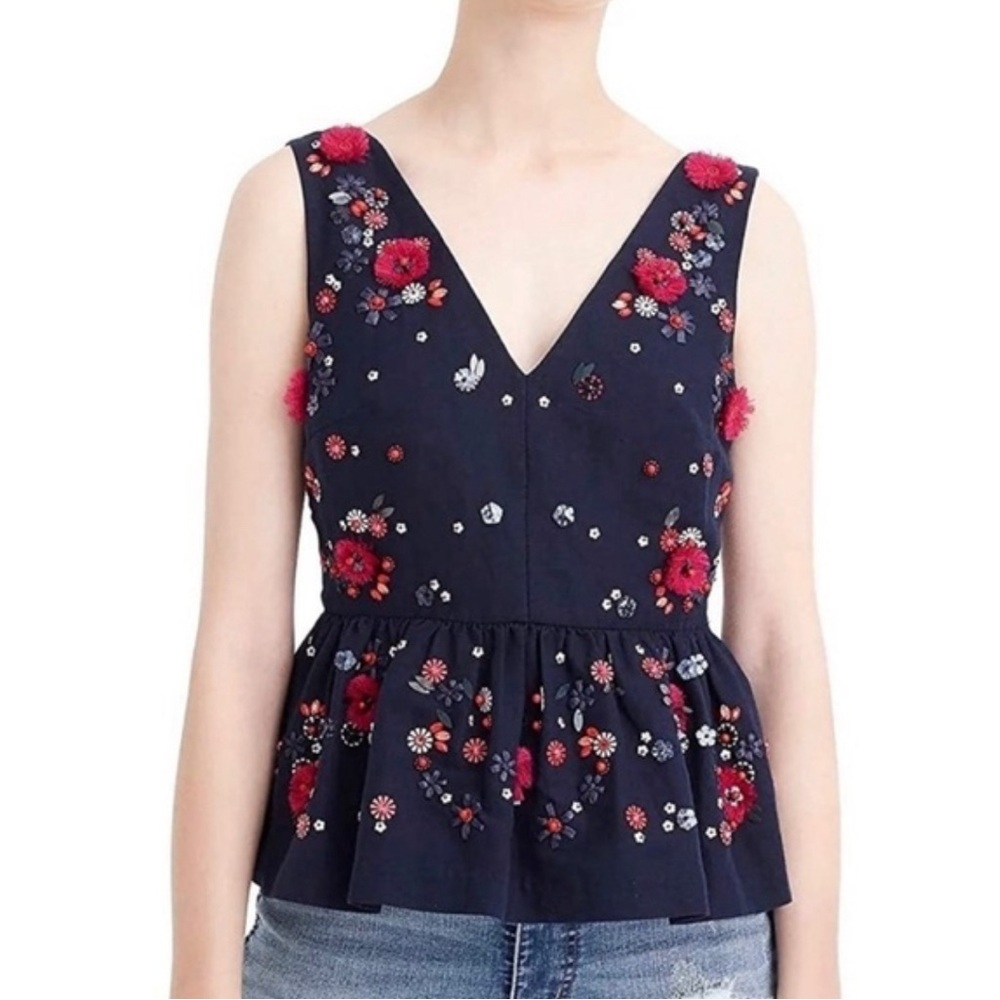 🆕 J. Crew Hand-Embellished Peplum Top | Size 14